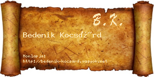 Bedenik Kocsárd névjegykártya